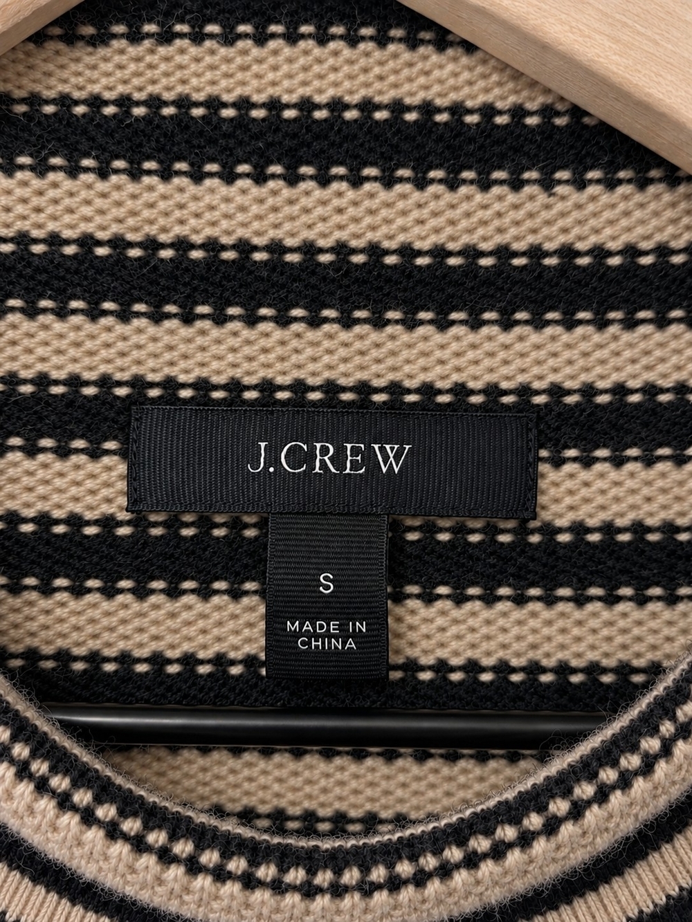 JCrew Roll Neck Wool Cashmere Blend Striped Sweater in Beige and Black - Picture 5 of 5
